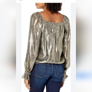 Ramy Brook Printed Abby Shimmer light leopard blouse size XS metallic
